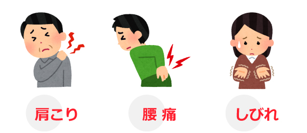 つらい肩こり、腰痛、手足のしびれ